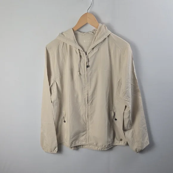 Coolibar Arcadian Packable Sunblock Jacket Beige Sz M NWT UPF 50+ Lightweight - Picture 1 of 10